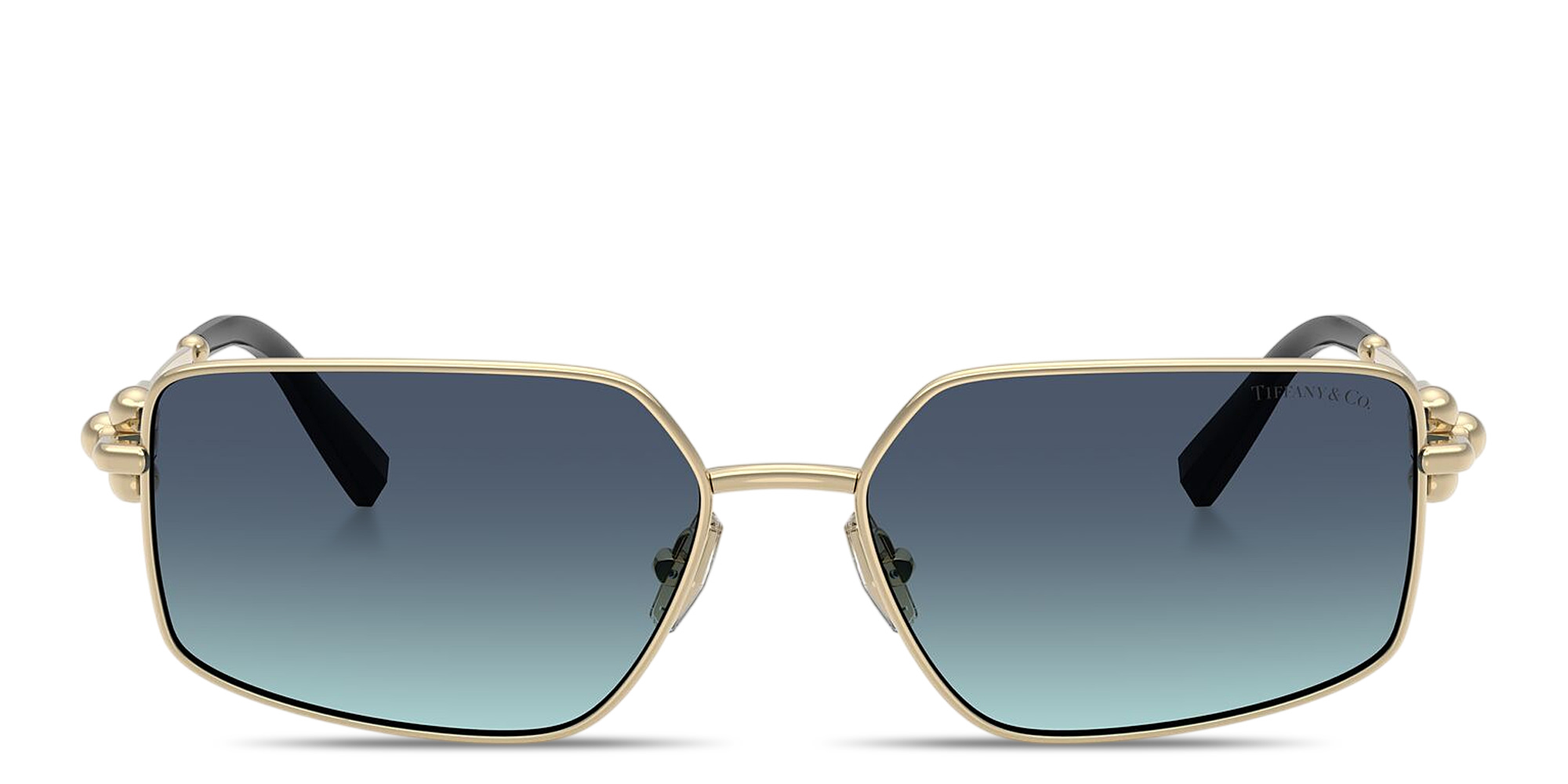 Shop TIFFANY Tiffany Hardwear Unisex Rectangle Sunglasses in Pale Gold online.