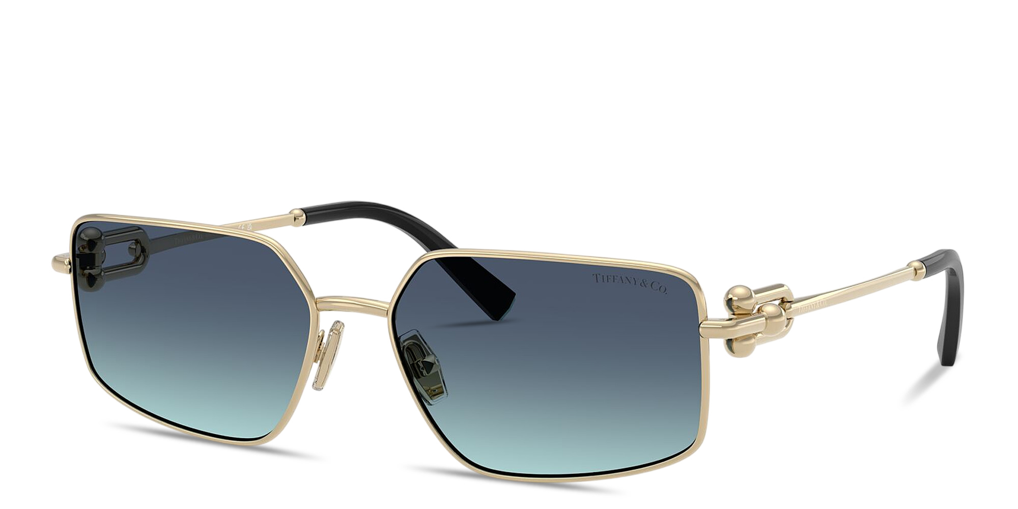 Shop TIFFANY Tiffany Hardwear Unisex Rectangle Sunglasses in Pale Gold online.