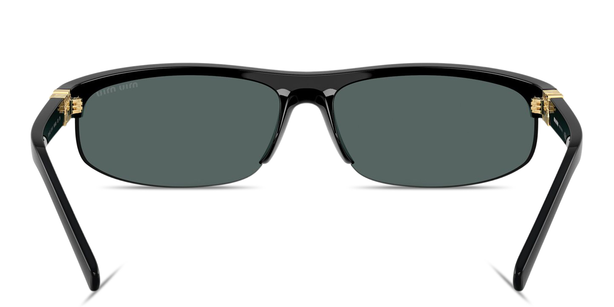 MIU MIU Vertical Logo Wide Half-Rim Oval Sunglasses in Black – Product Photo 4