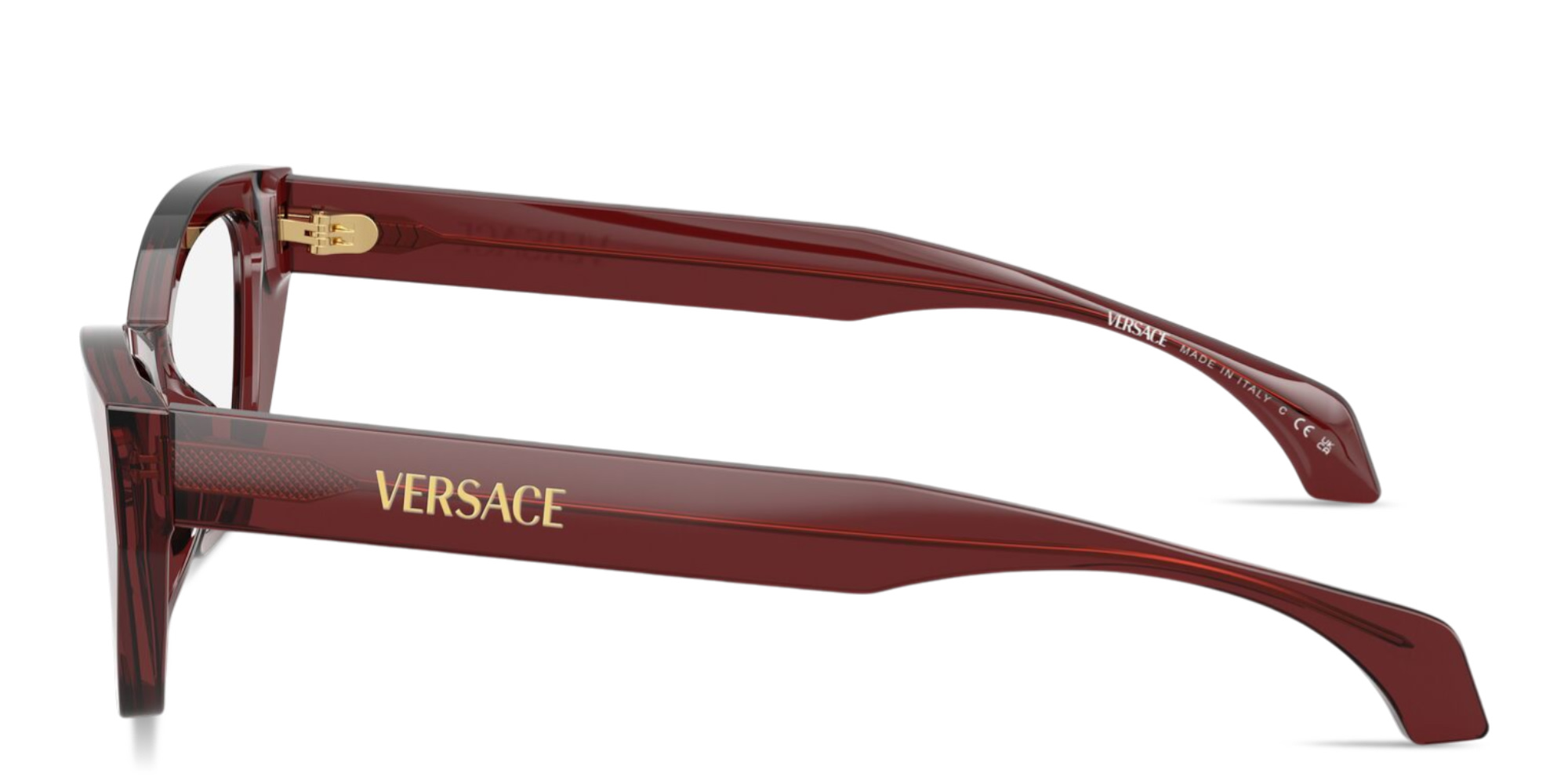 Shop VERSACE Logo Signature Cat-Eye Eyeglasses in Red online.