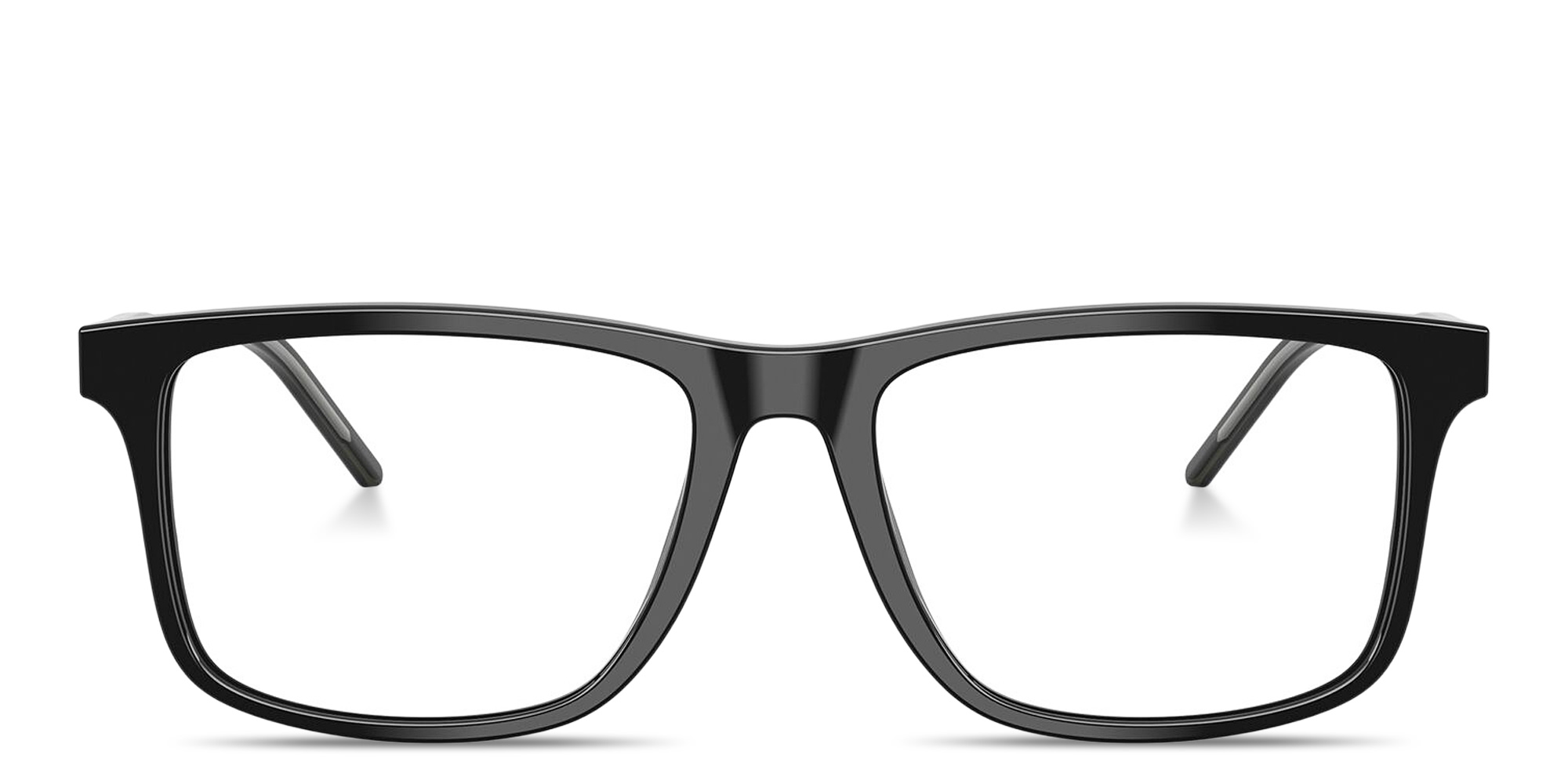 Shop Emporio Armani Eagle Logo Square Eyeglasses in Shiny Black online.
