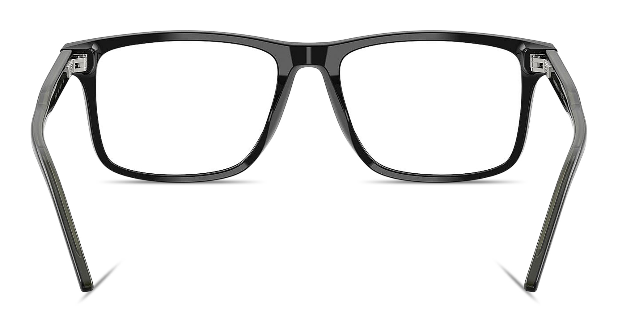 Shop Emporio Armani Eagle Logo Square Eyeglasses in Shiny Black online.