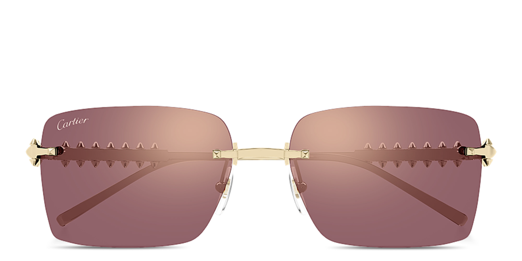 Shop Cartier Clash de Cartier Rimless Rectangle Sunglasses in Gold online.
