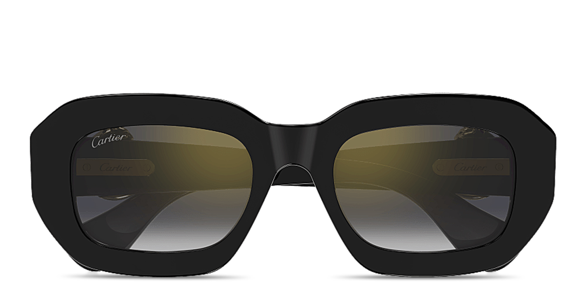 Shop Cartier Panthère de Cartier Rectangle Sunglasses in Black online.