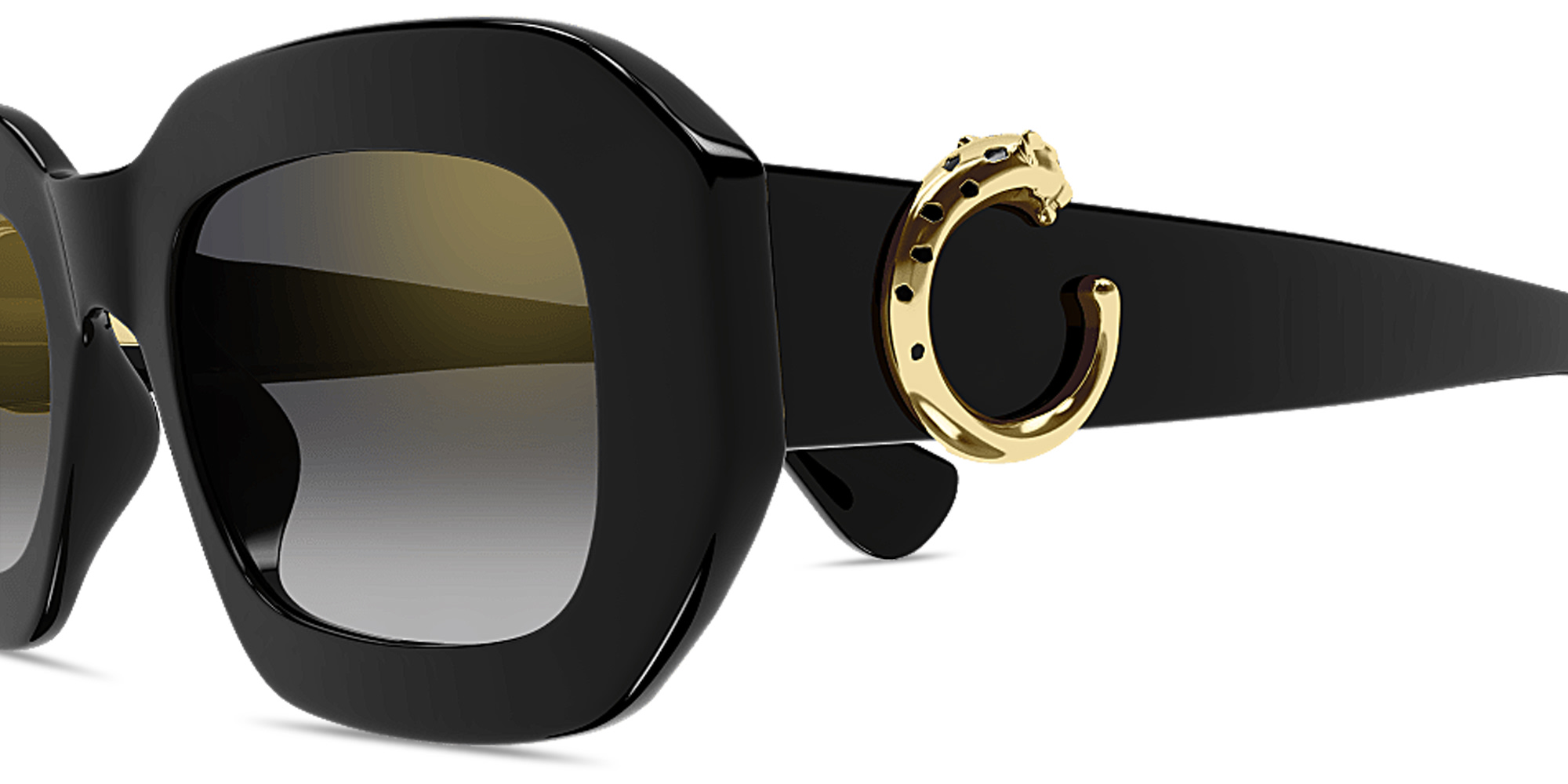 Shop Cartier Panthère de Cartier Rectangle Sunglasses in Black online.