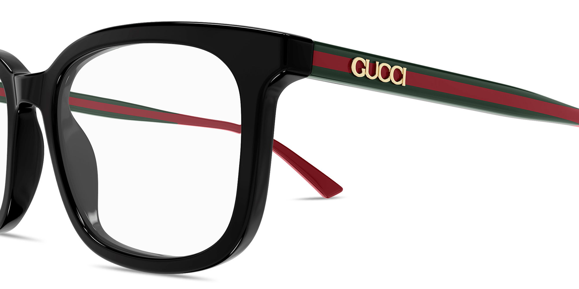 Shop GUCCI Web Rectangle Eyeglasses in Black online.