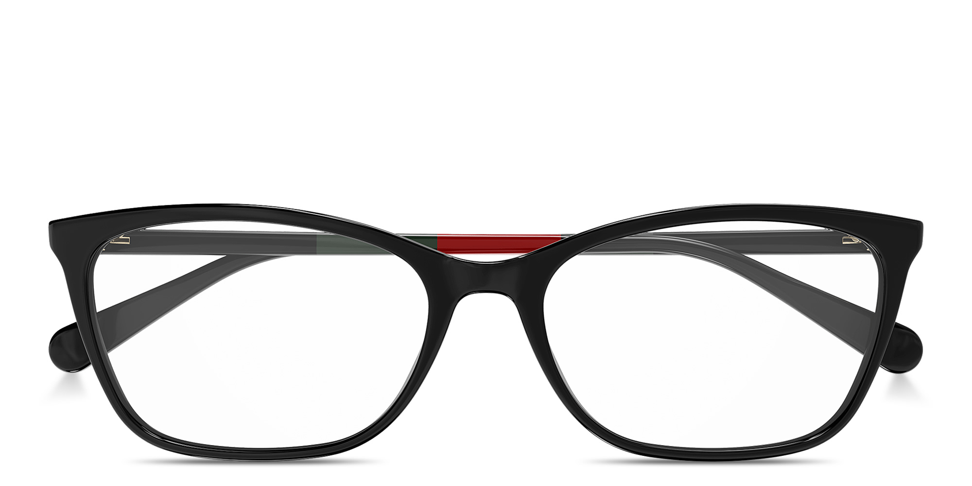 Shop GUCCI GG Logo Wide Rectangle Eyeglasses in Shiny Black online.