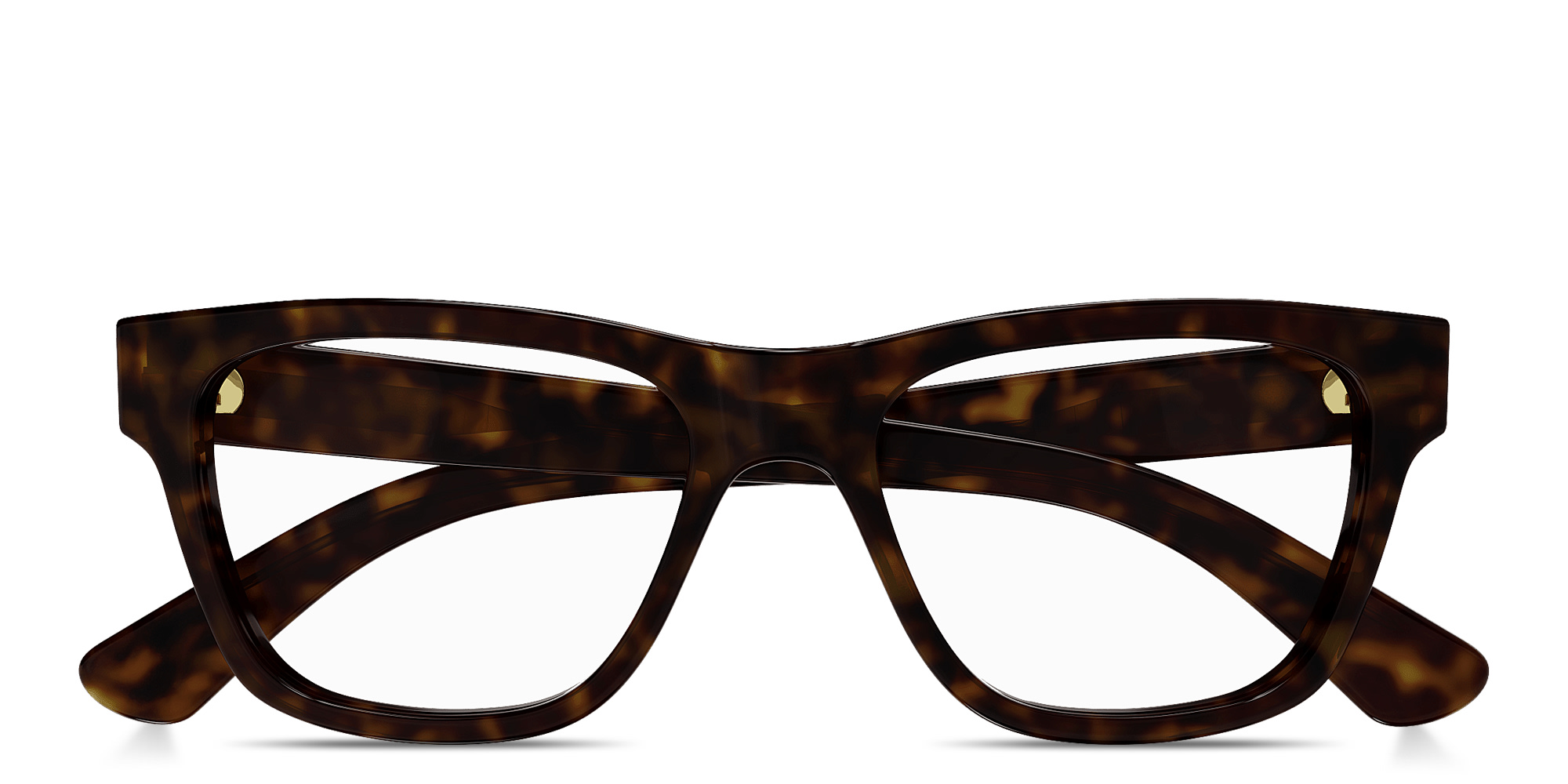 Shop GUCCI Logo Signature Rectangle Eyeglasses in Havana online.