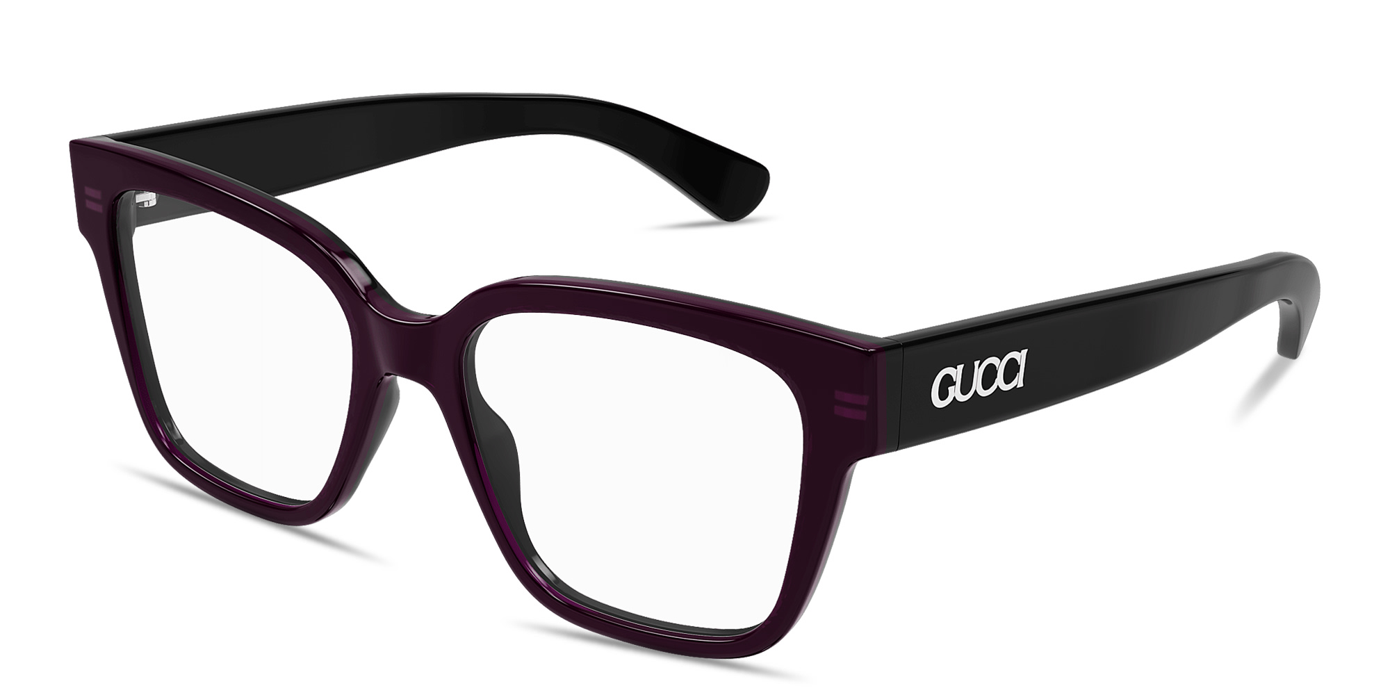 Shop GUCCI Logo Signature Square Eyeglasses in Black online.