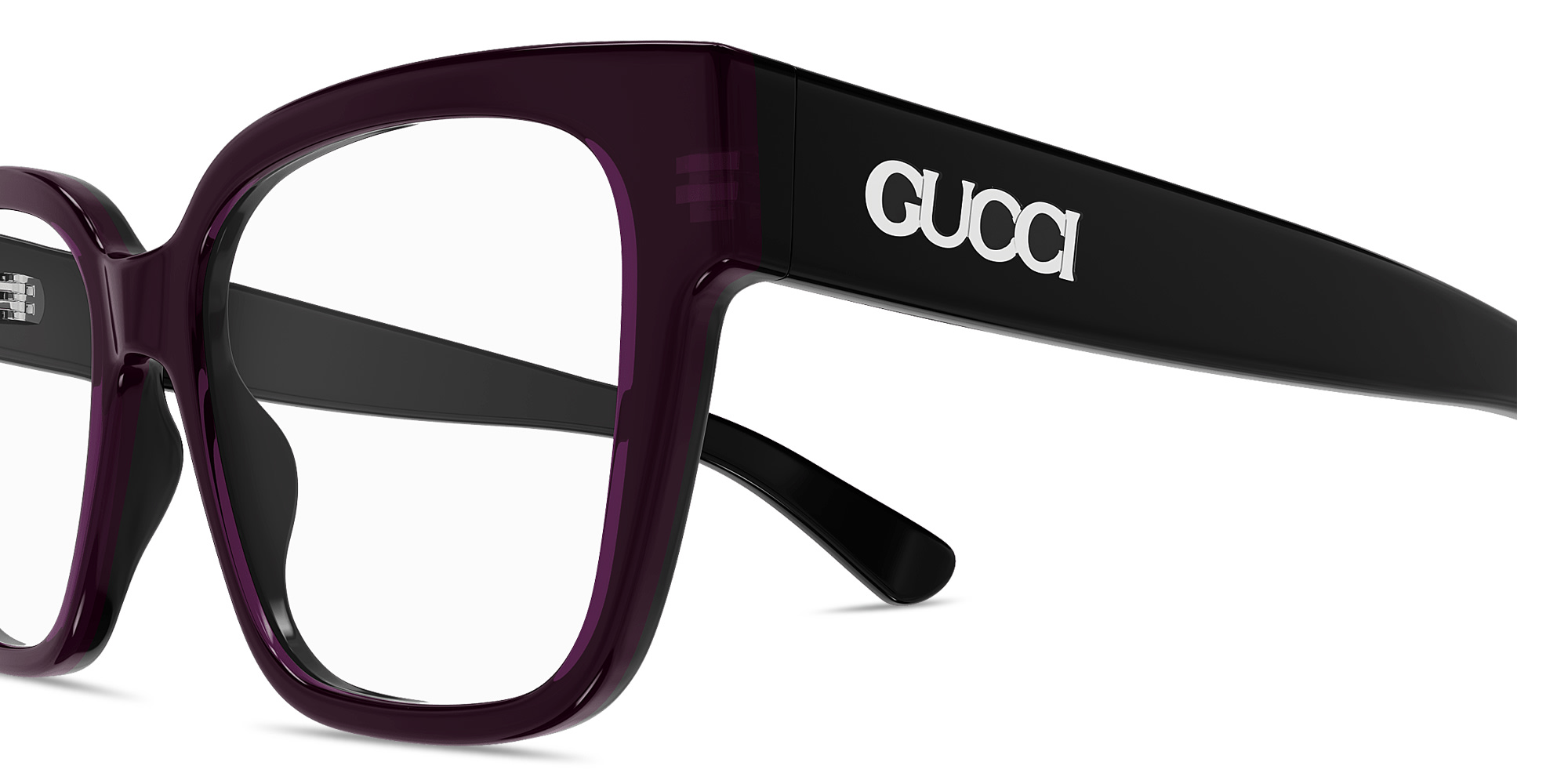 Shop GUCCI Logo Signature Square Eyeglasses in Black online.
