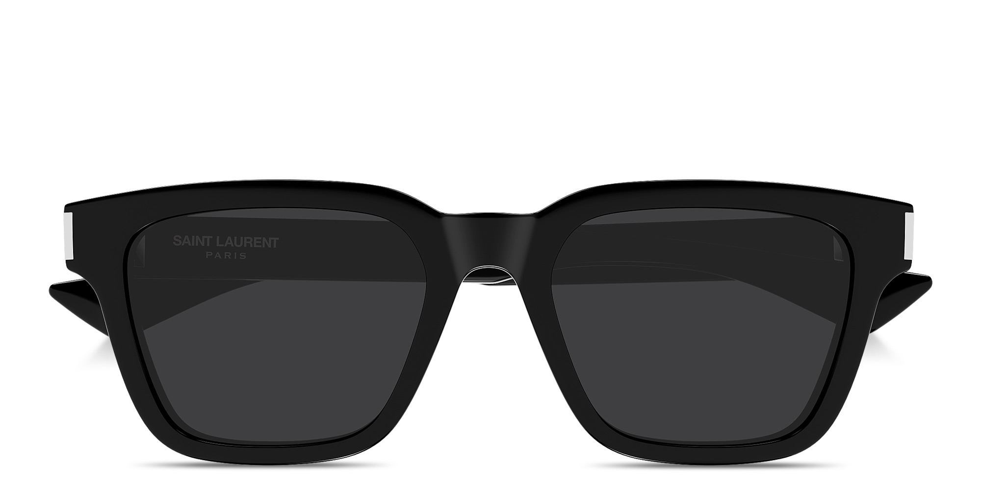 Shop SAINT LAURENT Engraved Logo Unisex Square Sunglasses in Black online.
