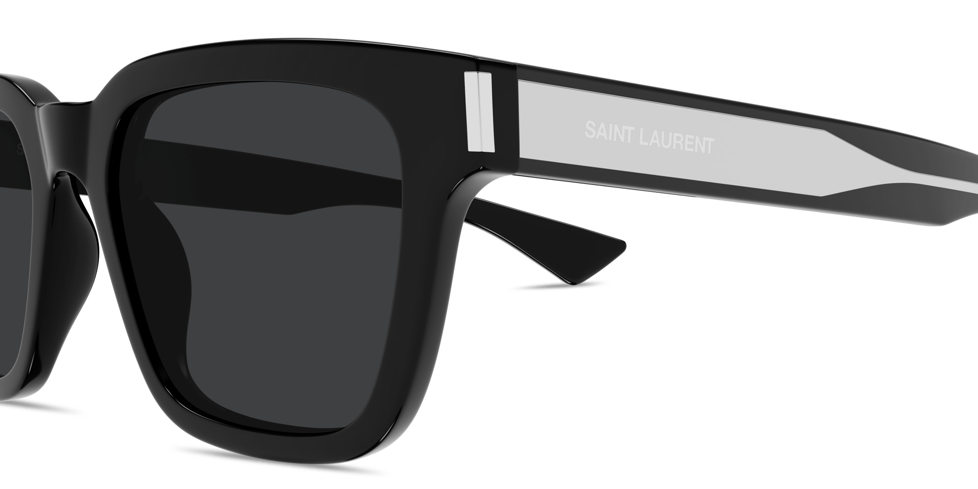 Shop SAINT LAURENT Engraved Logo Unisex Square Sunglasses in Black online.