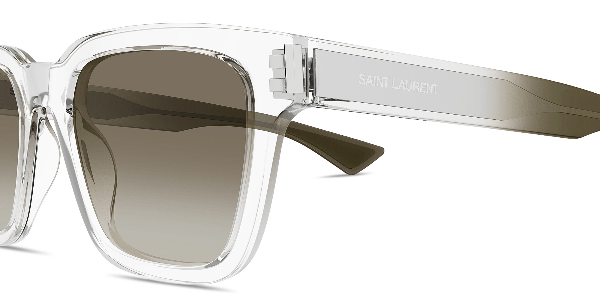 Shop SAINT LAURENT Engraved Logo Unisex Square Sunglasses in Crystal online.