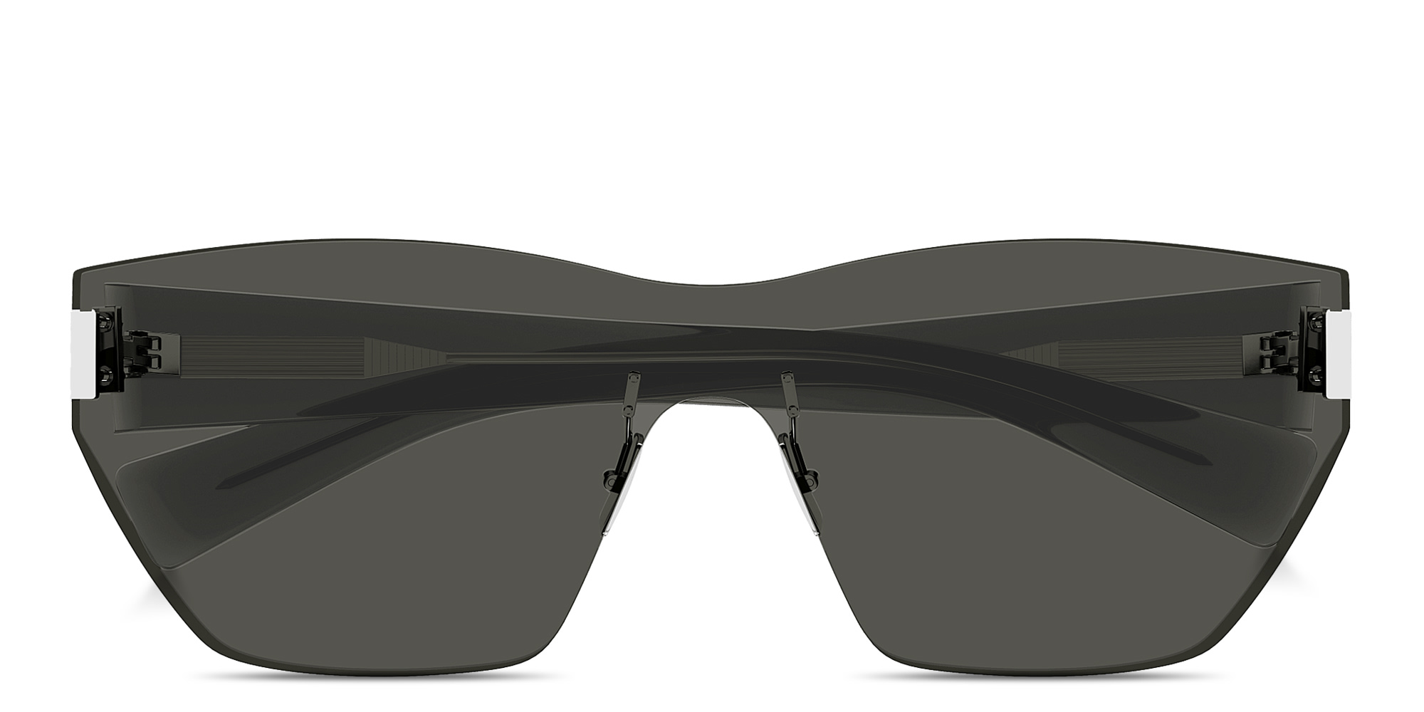 SAINT LAURENT Logo Signature Wide Rimless Cat-Eye Sunglasses in Grey – Product Photo 1