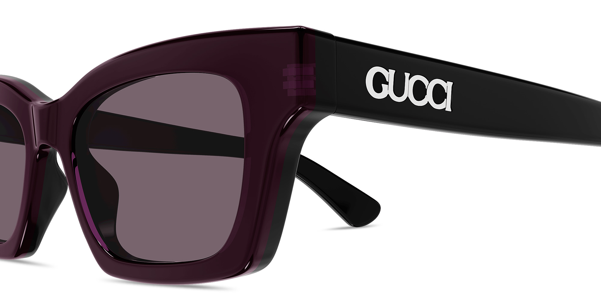 Shop GUCCI Logo Signature Cat-Eye Sunglasses in Transparent Fuchsia online.