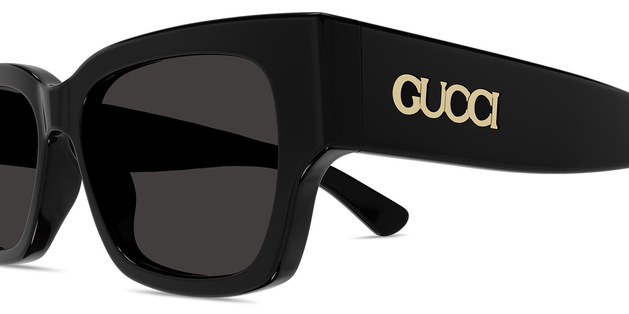 Shop GUCCI Logo Signature Rectangle Sunglasses in Black online.