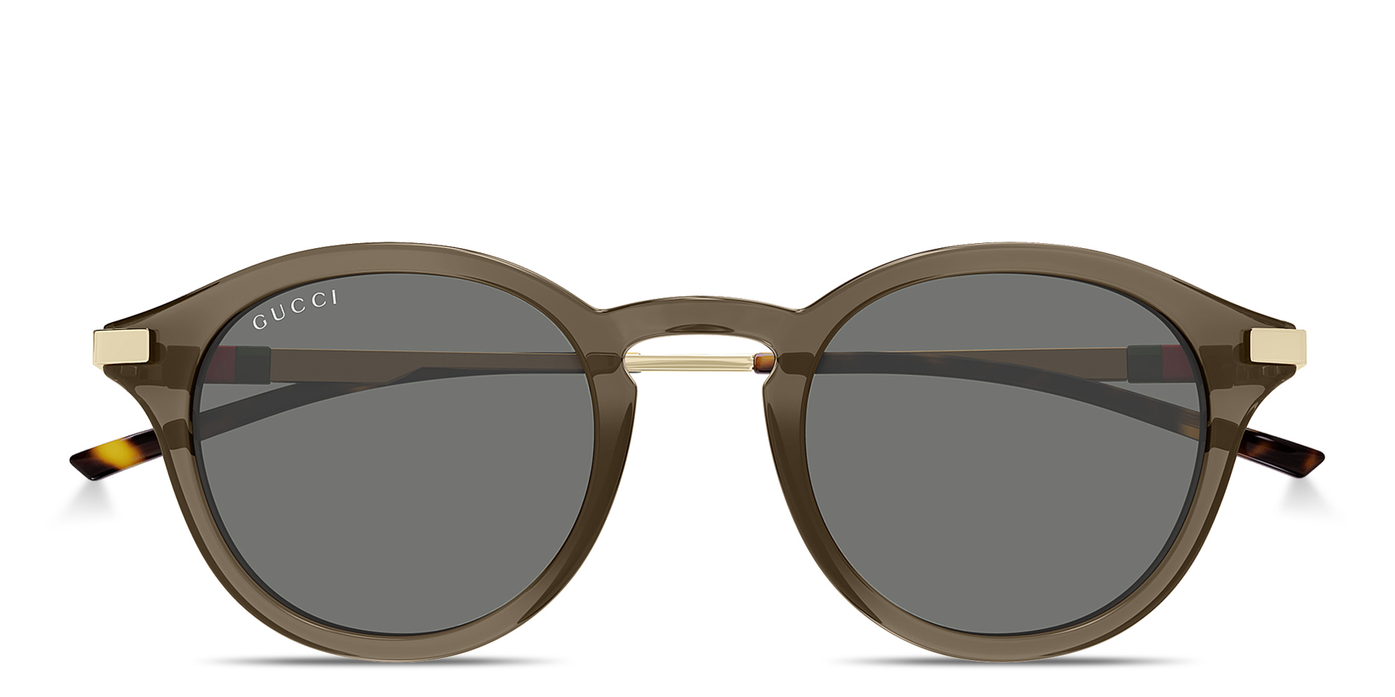 GUCCI Web Round Sunglasses in Transparent Brown – Product Photo 1