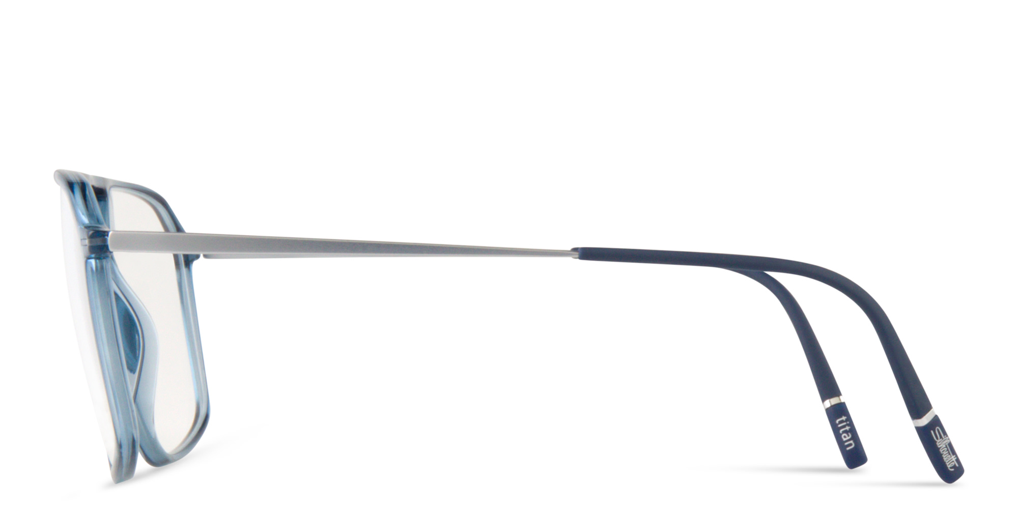 Shop Silhouette Illusion Lite Aviator Eyeglasses in Transparent Blue online.