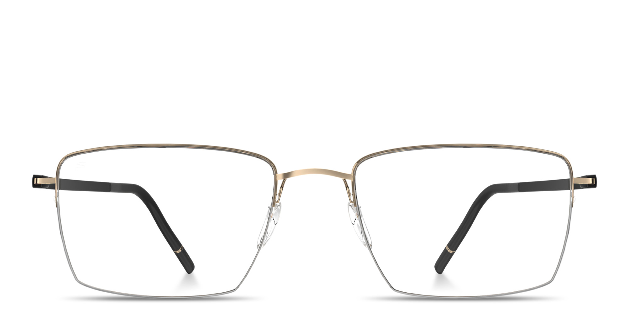 Shop Silhouette Dynamic Dawn Half-Rim Square Eyeglasses in Gold online.