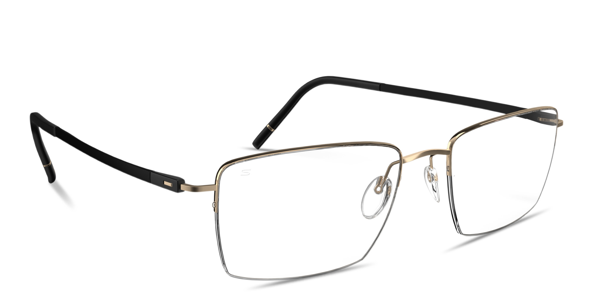 Shop Silhouette Dynamic Dawn Half-Rim Square Eyeglasses in Gold online.