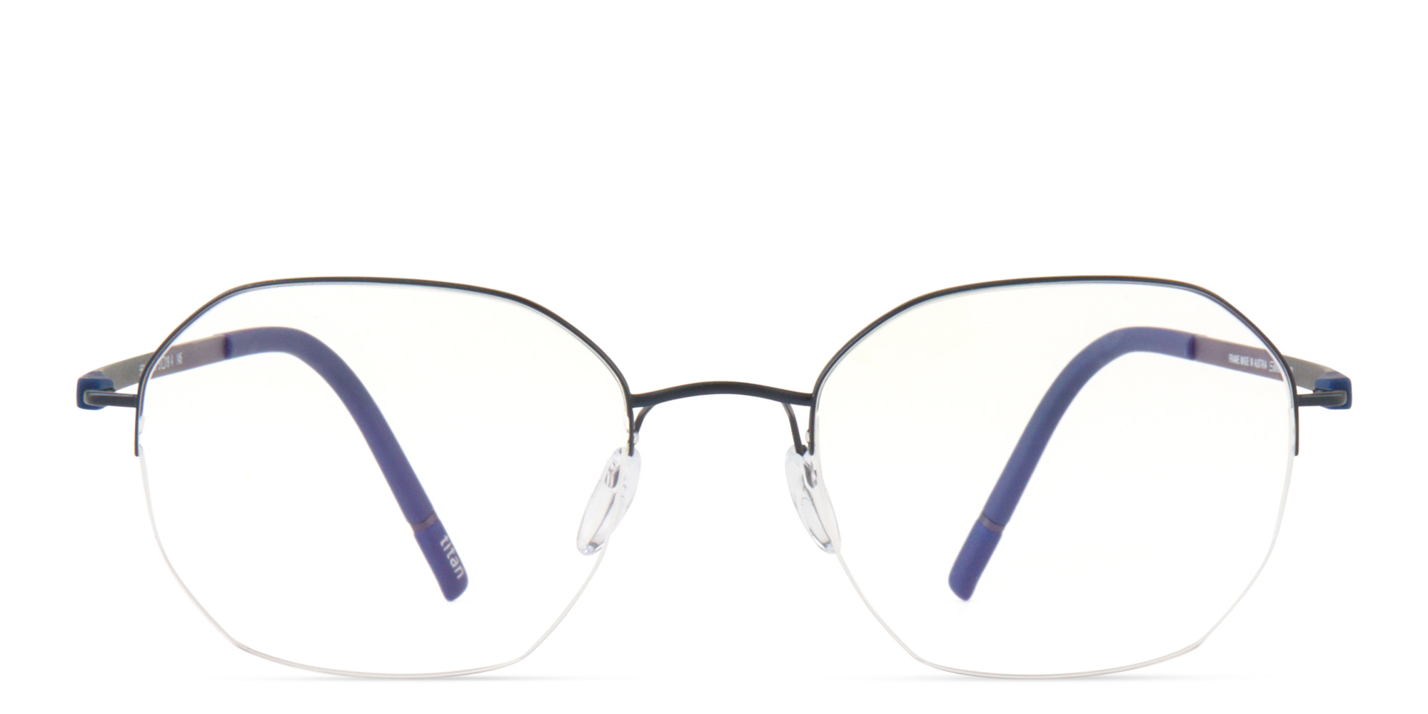Shop Silhouette Dynamic Dawn Unisex Half-Rim Irregular Eyeglasses in Navy Blue online.