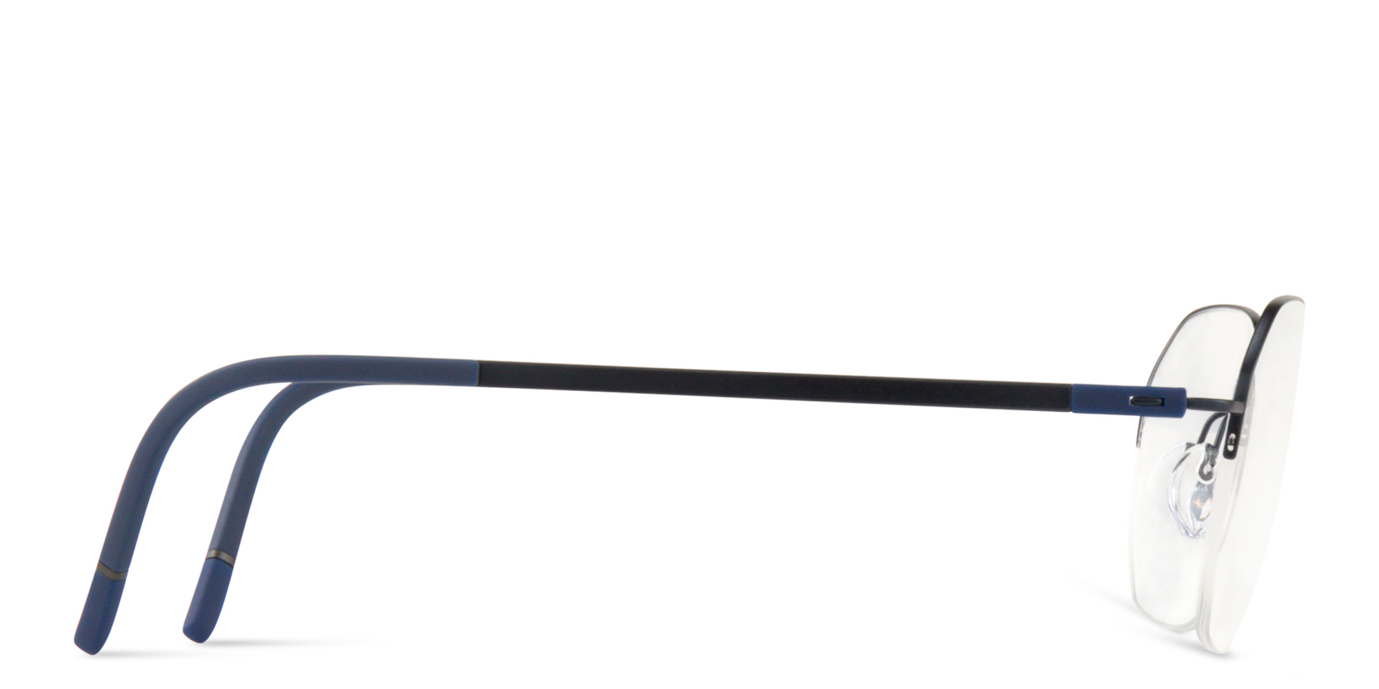 Shop Silhouette Dynamic Dawn Unisex Half-Rim Irregular Eyeglasses in Navy Blue online.