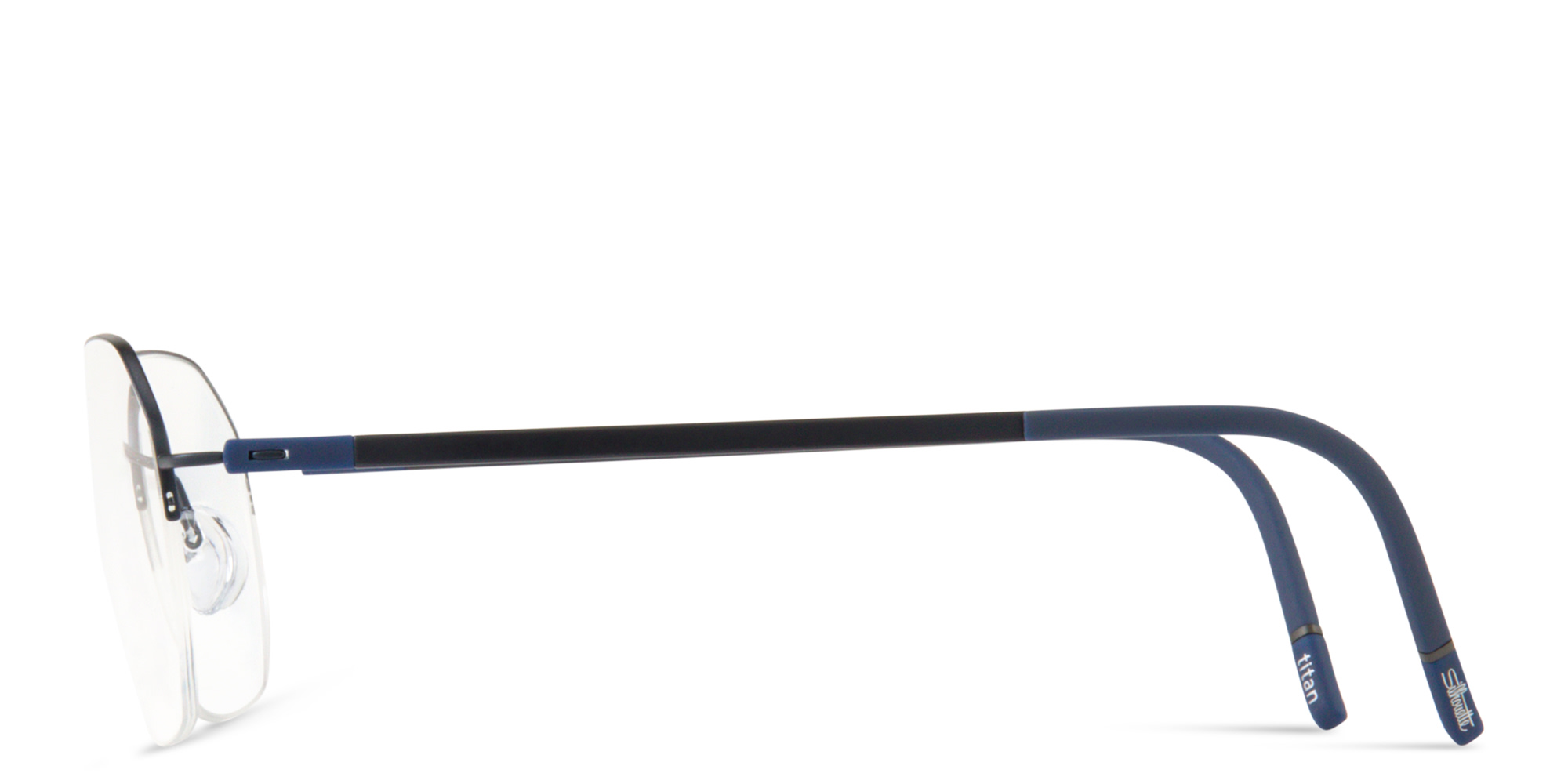 Shop Silhouette Dynamic Dawn Unisex Half-Rim Irregular Eyeglasses in Navy Blue online.