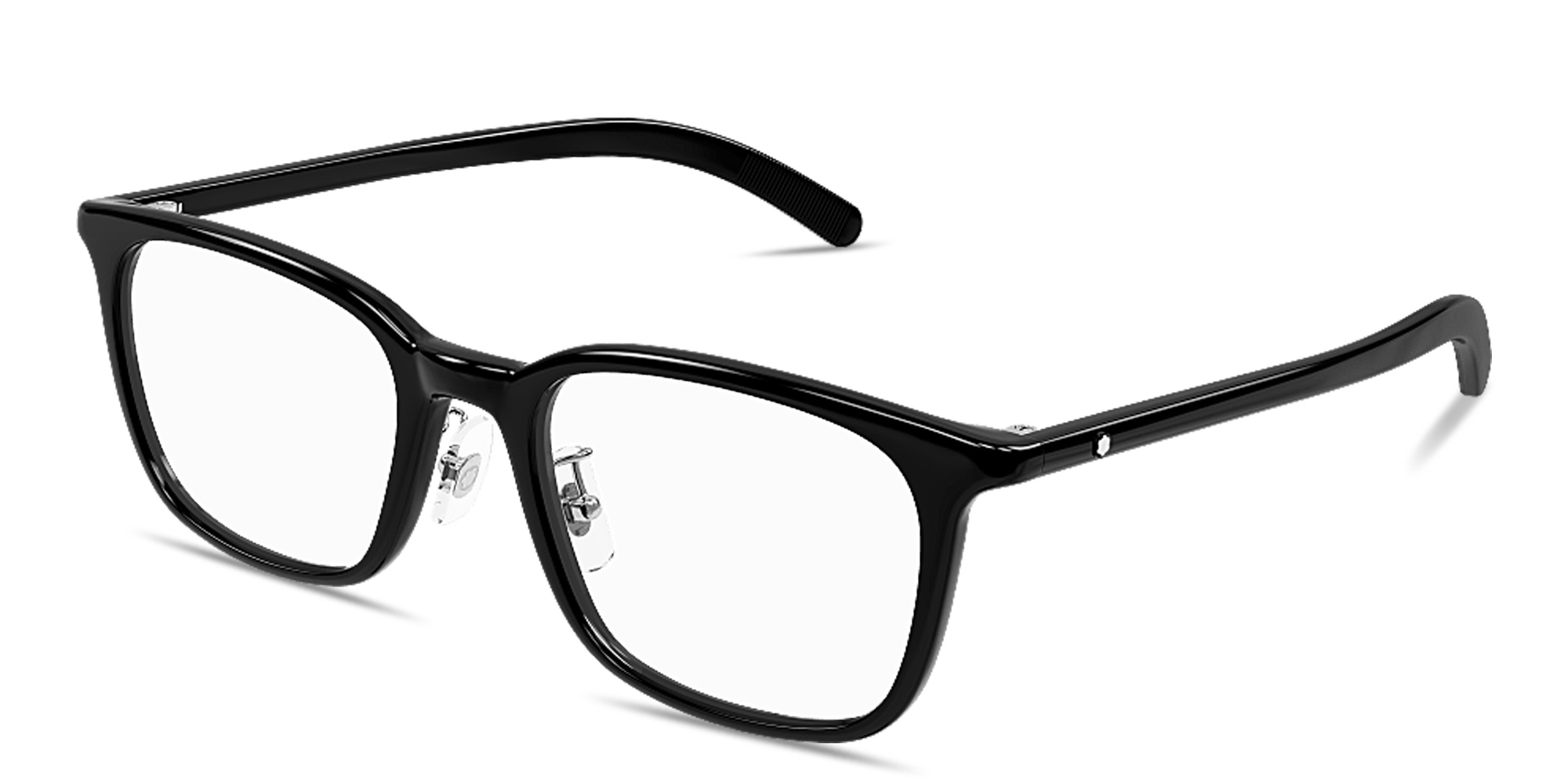 Shop MONTBLANC Snowcap Rectangle Eyeglasses in Black online.
