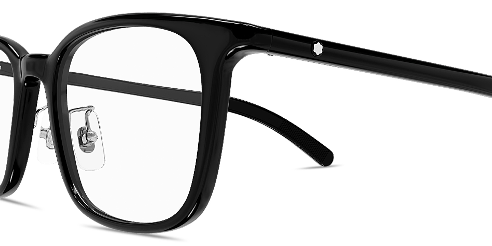 Shop MONTBLANC Snowcap Rectangle Eyeglasses in Black online.
