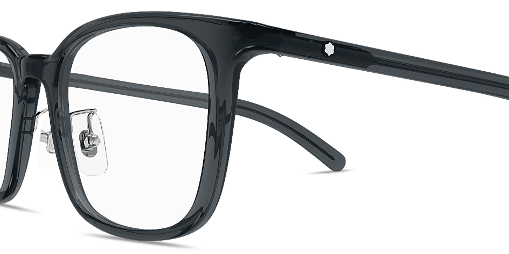 Shop MONTBLANC Snowcap Rectangle Eyeglasses in Grey online.