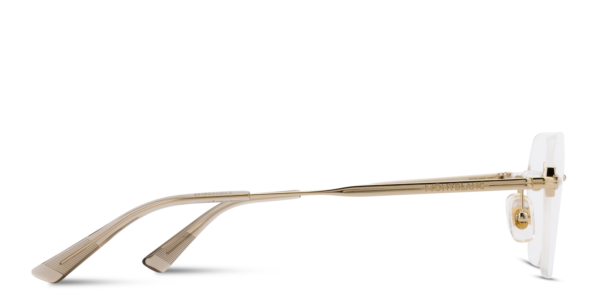 Shop MONTBLANC Nib Rimless Irregular Eyeglasses in Gold online.