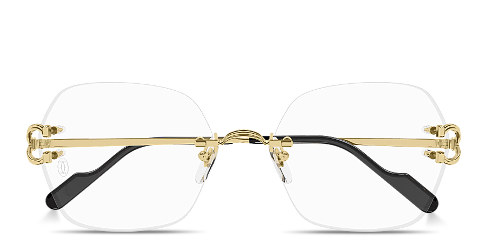Shop Cartier Classic C Motif Rimless Square Eyeglasses in Gold online.