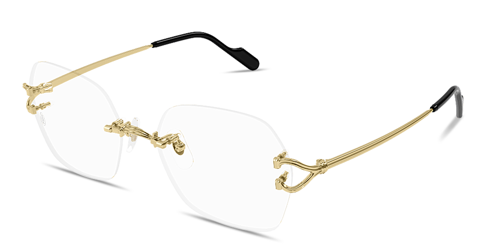 Shop Cartier Classic C Motif Rimless Square Eyeglasses in Gold online.