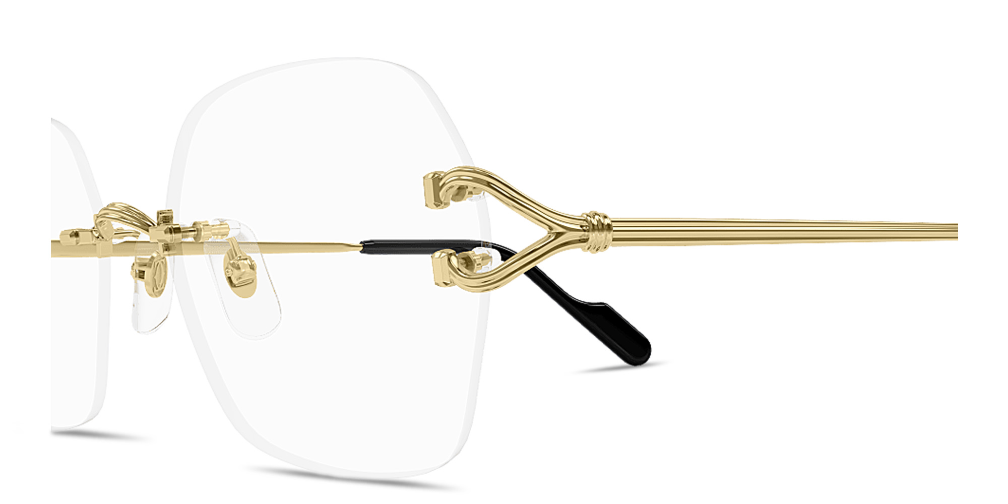 Shop Cartier Classic C Motif Rimless Square Eyeglasses in Gold online.
