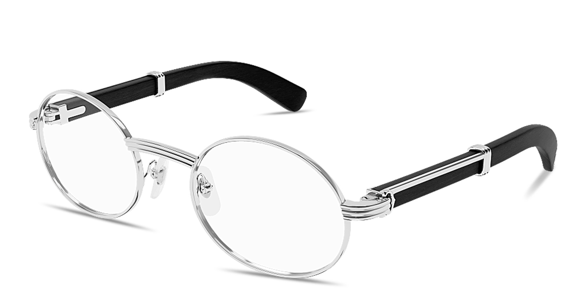 Shop Cartier Première de Cartier Oval Eyeglasses in Silver online.