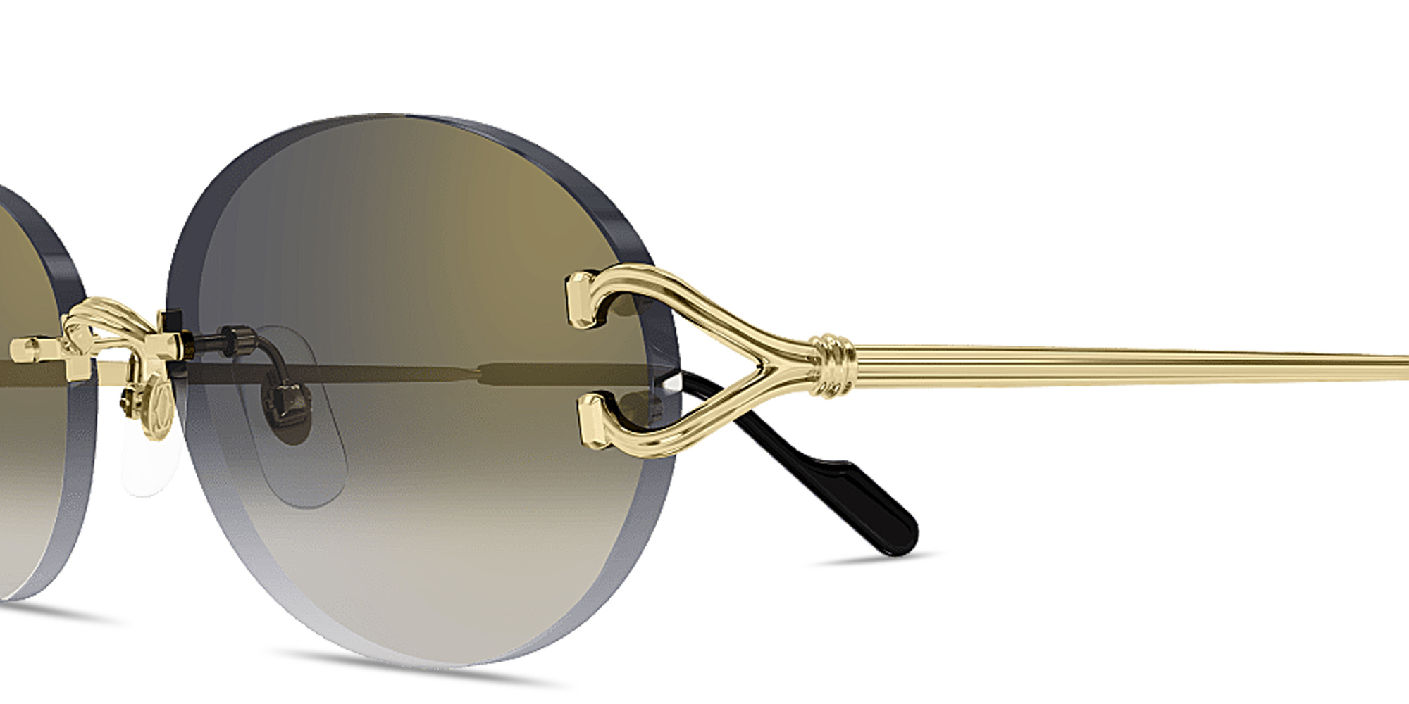 Shop Cartier Classic C Motif Unisex Rimless Oval Sunglasses in Gold online.