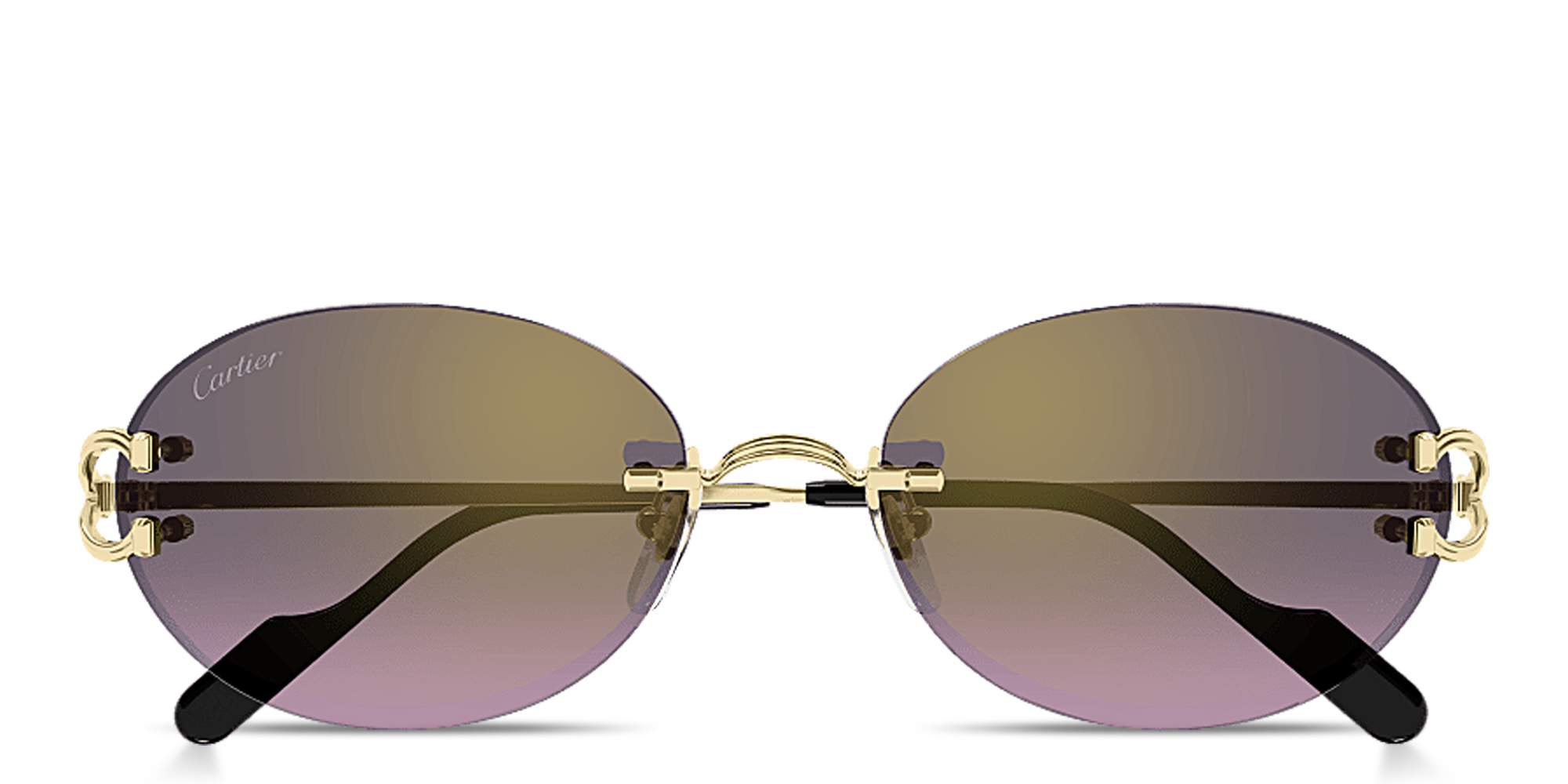 Buy Cartier Classic C Motif Unisex Rimless Oval Sunglasses Online