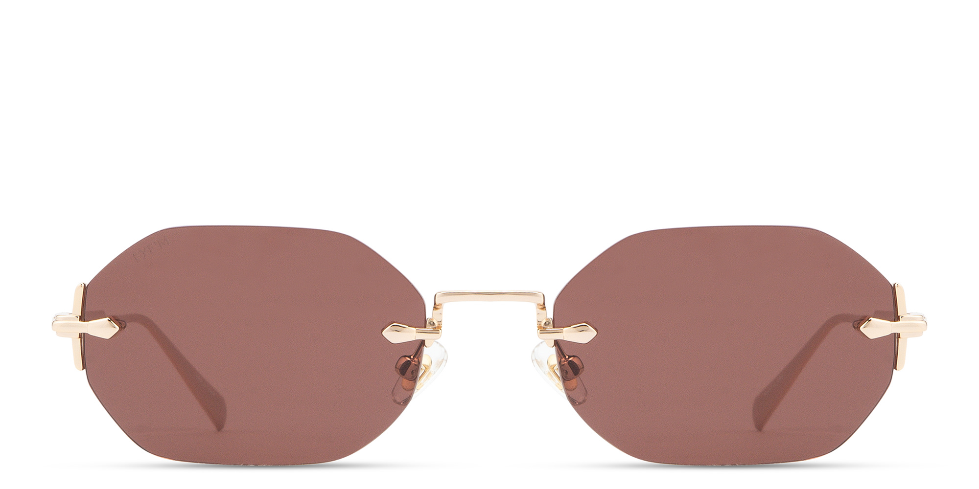Shop EYE'M Rimless Irregular Sunglasses in Gold online.