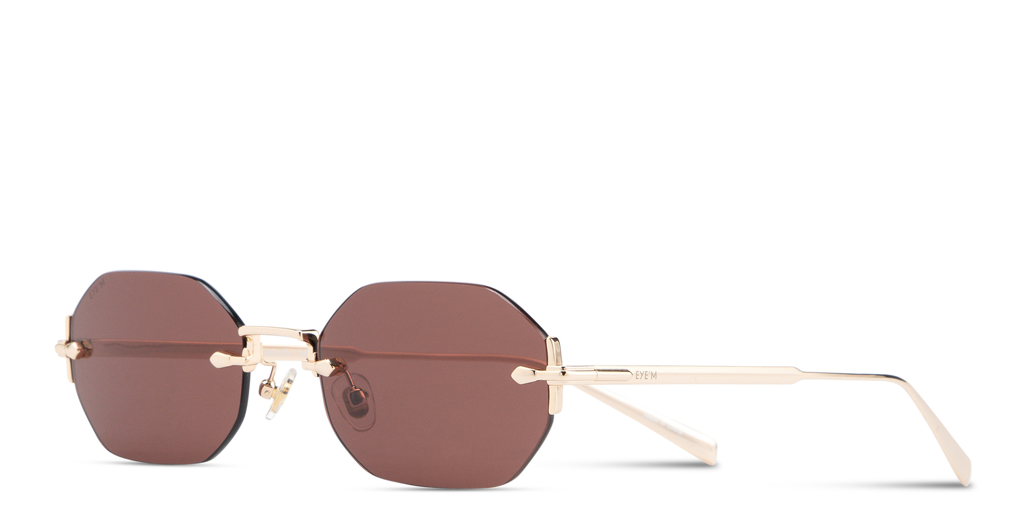 Shop EYE'M Rimless Irregular Sunglasses in Gold online.