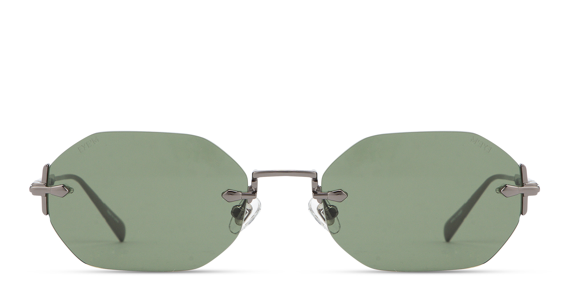 Shop EYE'M Rimless Irregular Sunglasses in Gunmetal online.