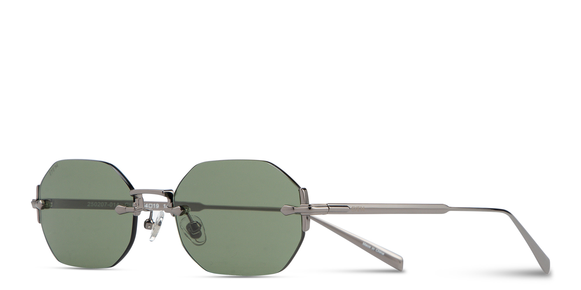 Shop EYE'M Rimless Irregular Sunglasses in Gunmetal online.