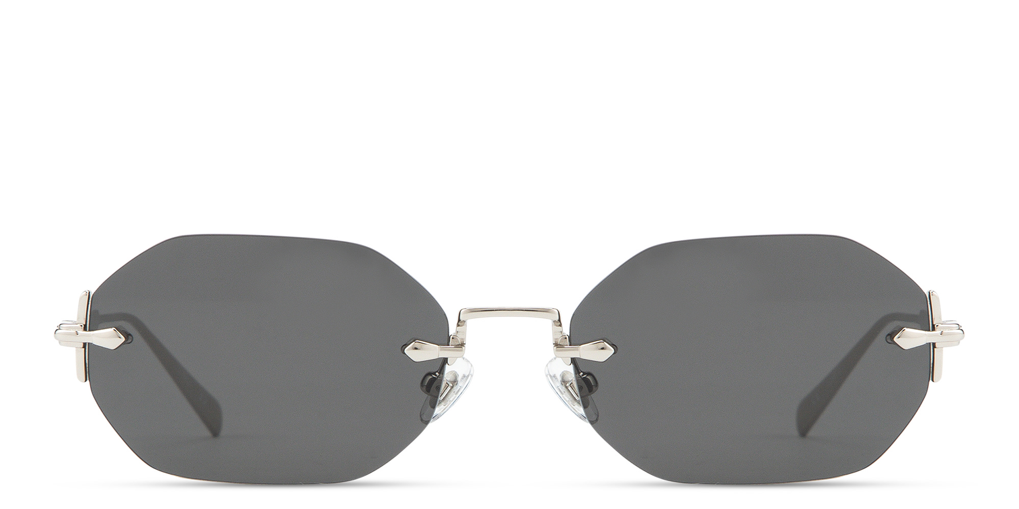 Shop EYE'M Rimless Irregular Sunglasses in Silver online.