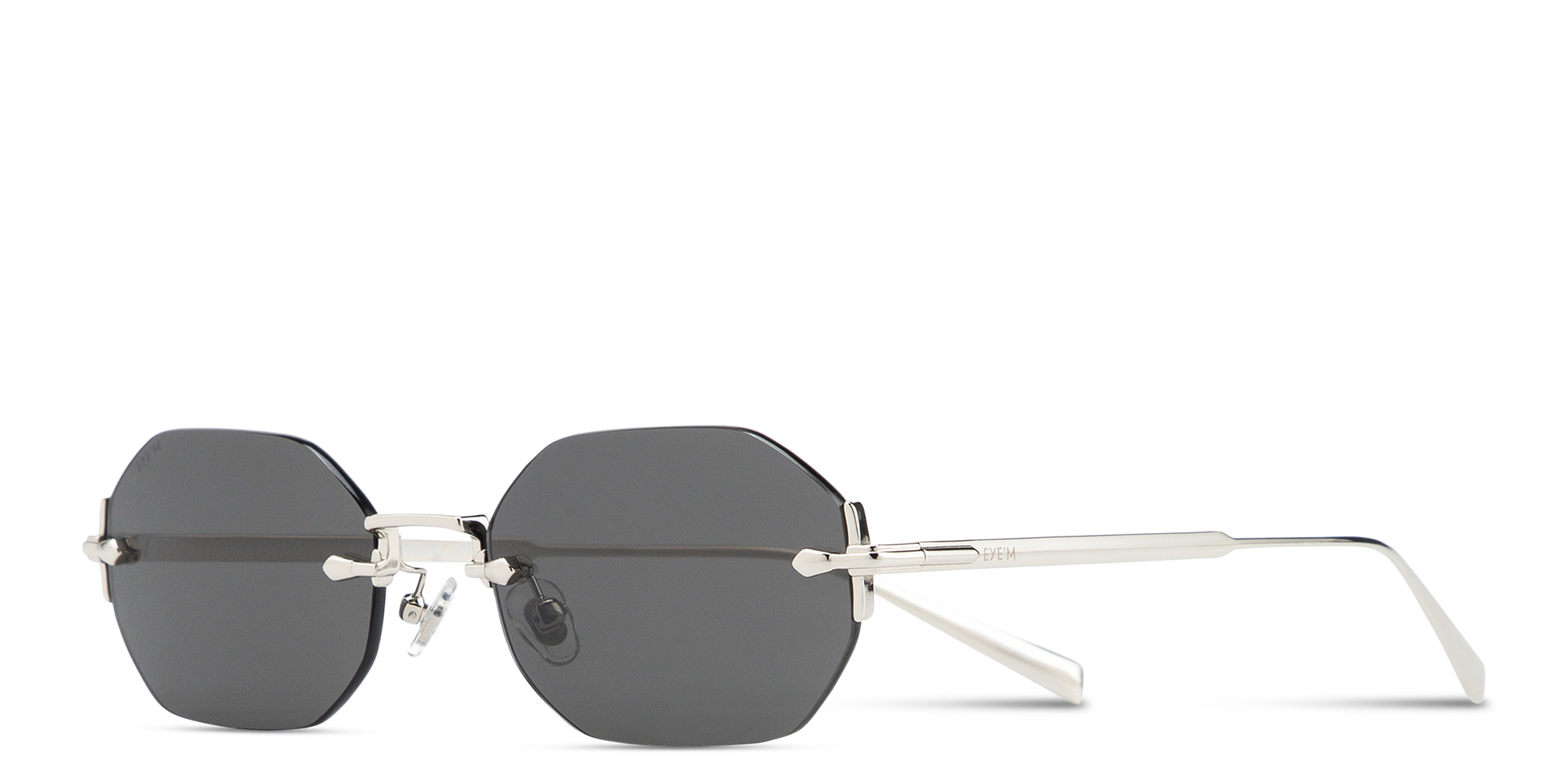 Shop EYE'M Rimless Irregular Sunglasses in Silver online.