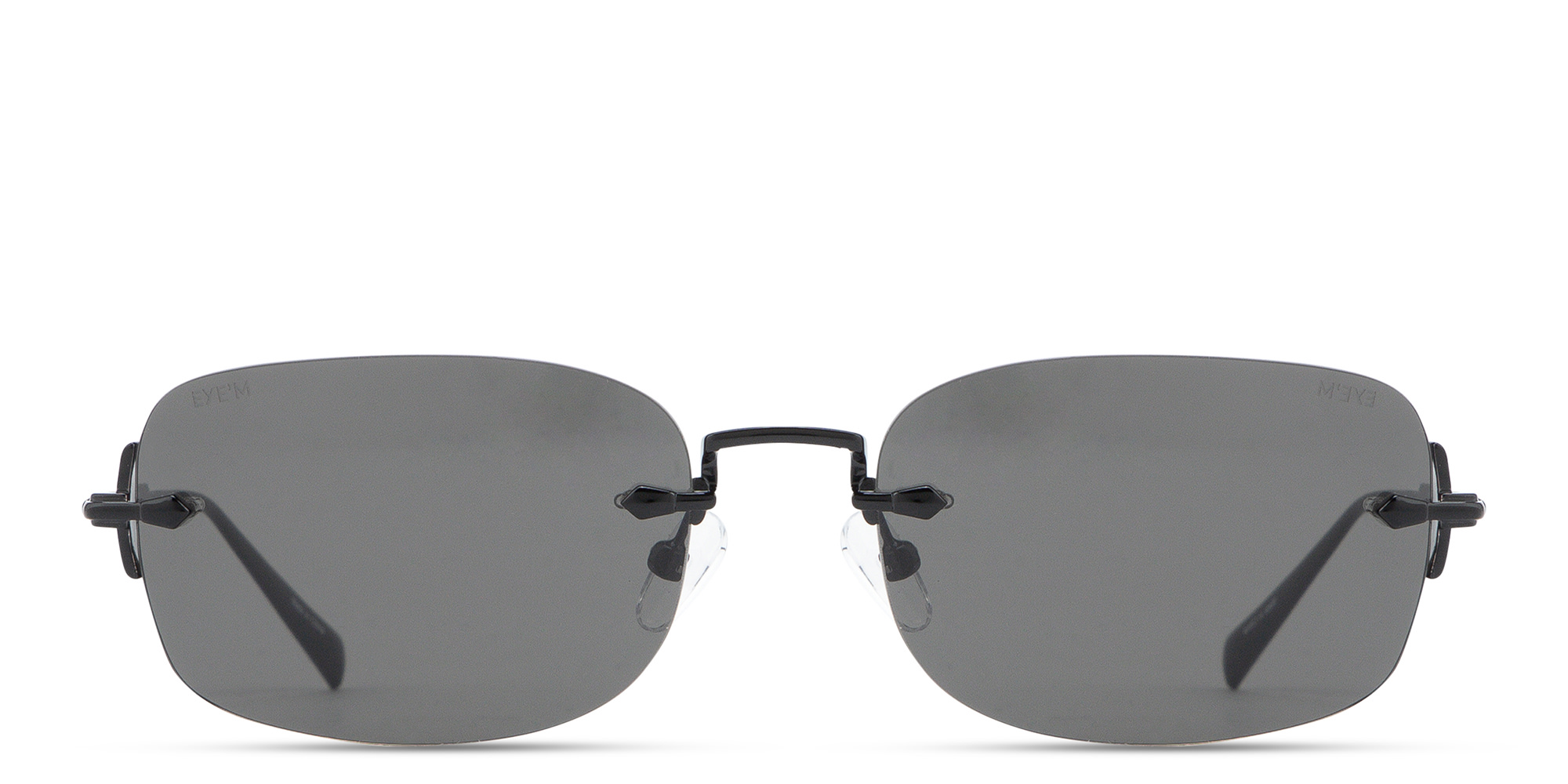EYE'M Rimless Rectangle Sunglasses in Black – Product Photo 1