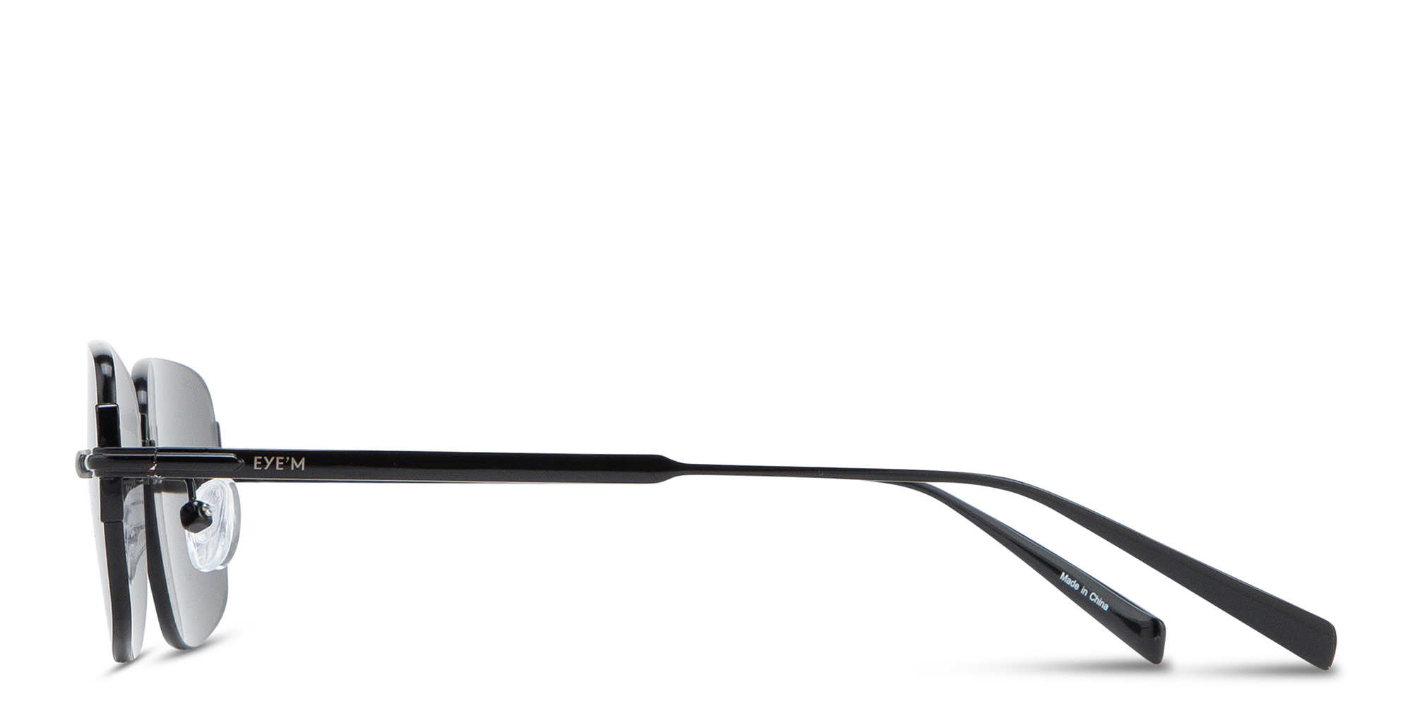 Shop EYE'M Rimless Rectangle Sunglasses in Black online.