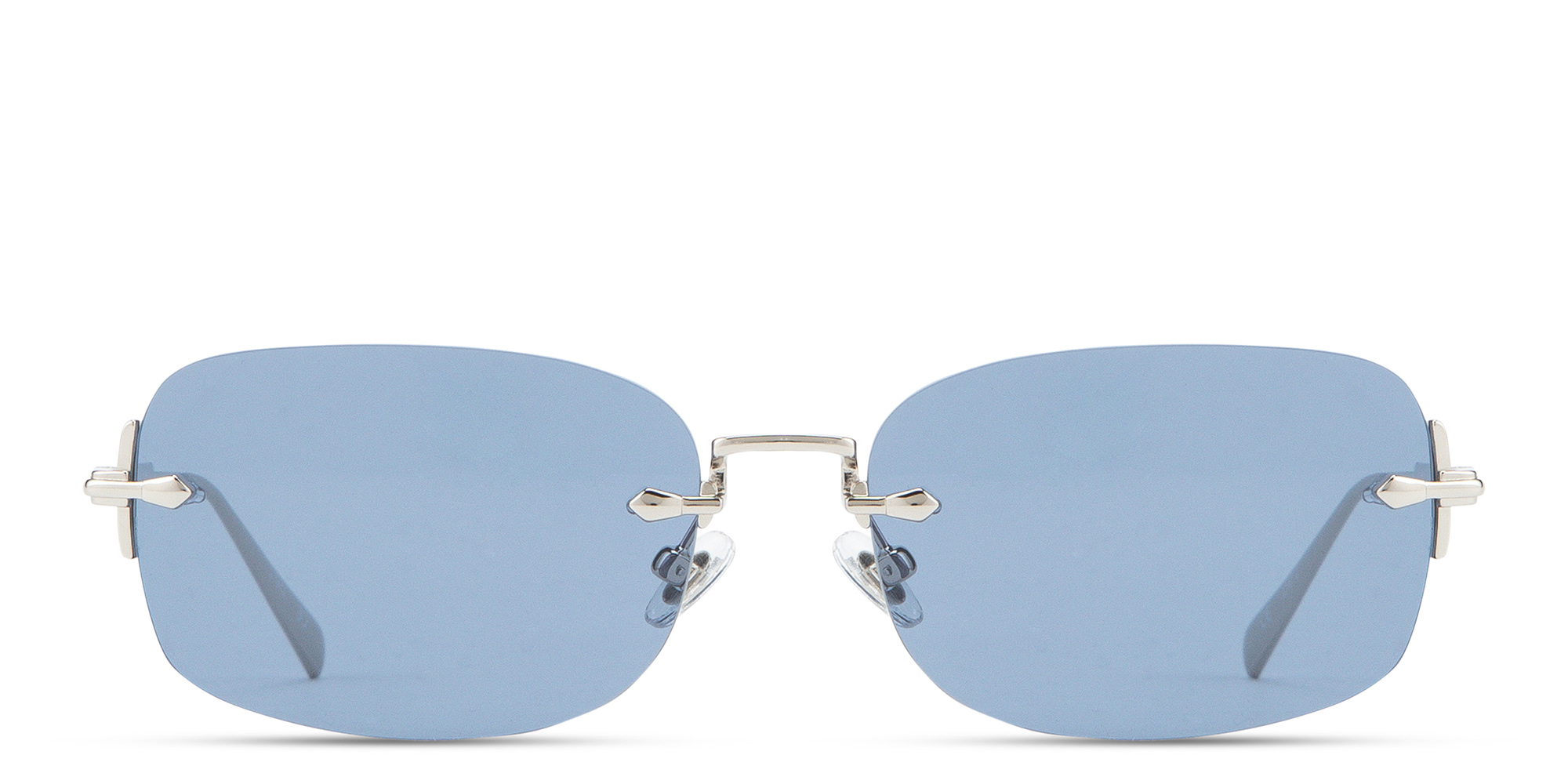 Shop EYE'M Rimless Rectangle Sunglasses in Silver online.