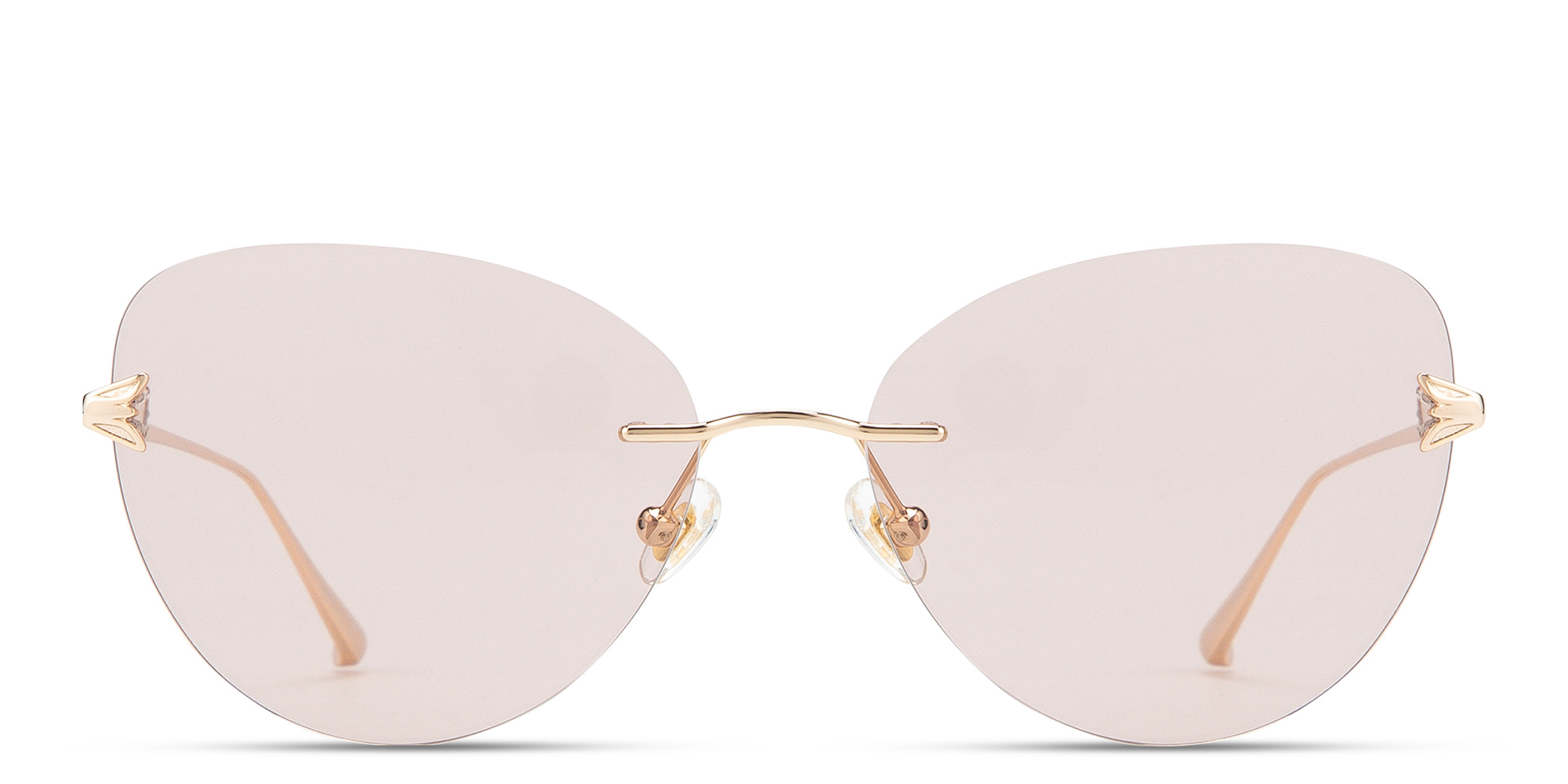 Shop EYE'M Rimless Cat-Eye Sunglasses in Gold online.