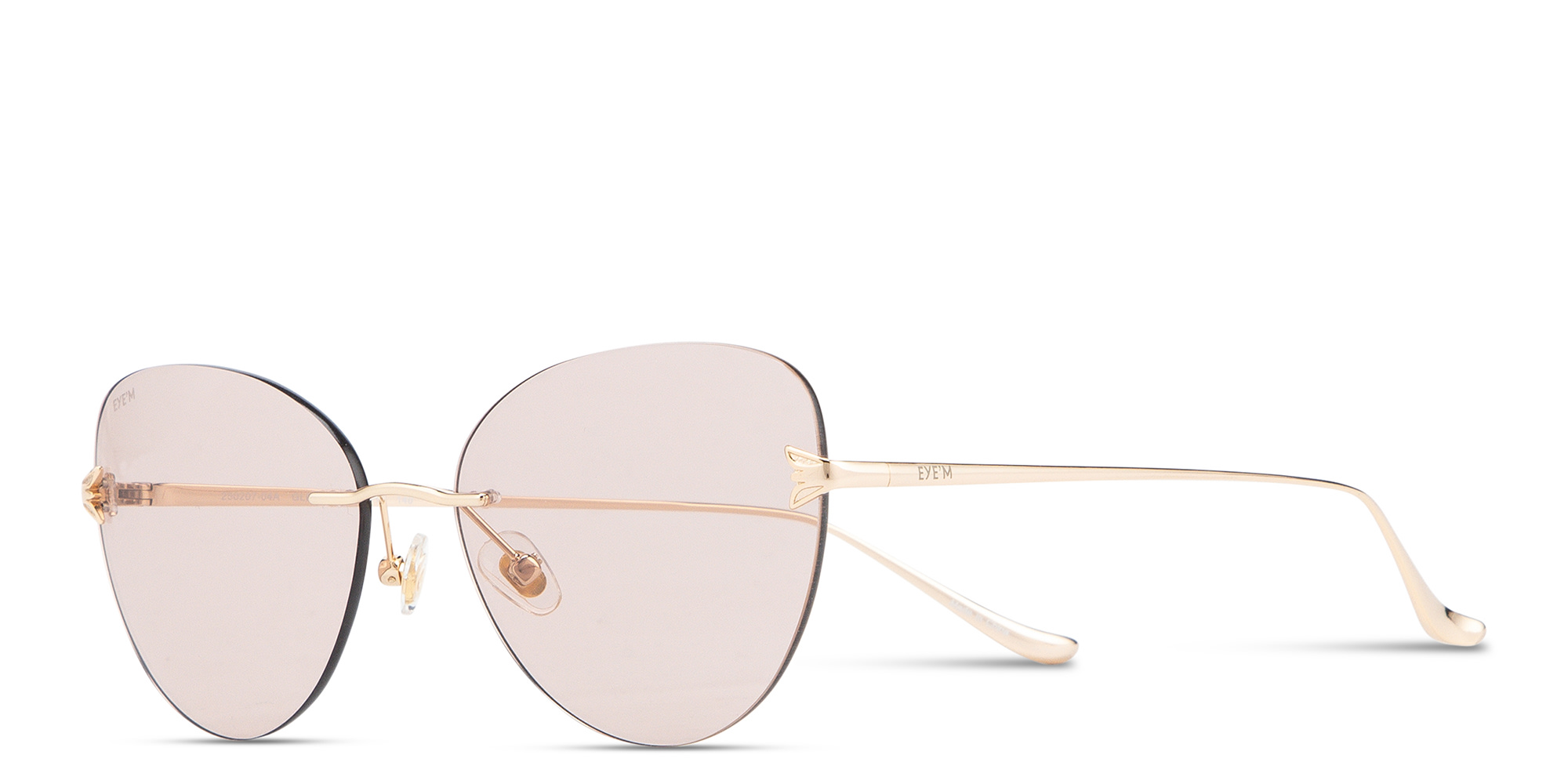 Shop EYE'M Rimless Cat-Eye Sunglasses in Gold online.