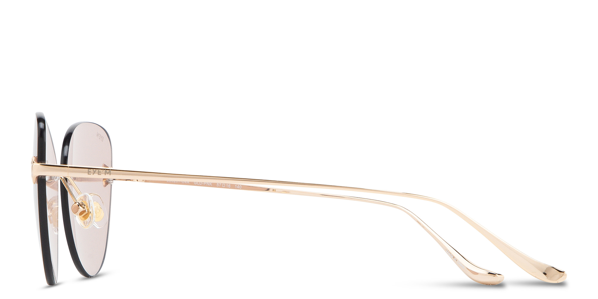 Shop EYE'M Rimless Cat-Eye Sunglasses in Gold online.
