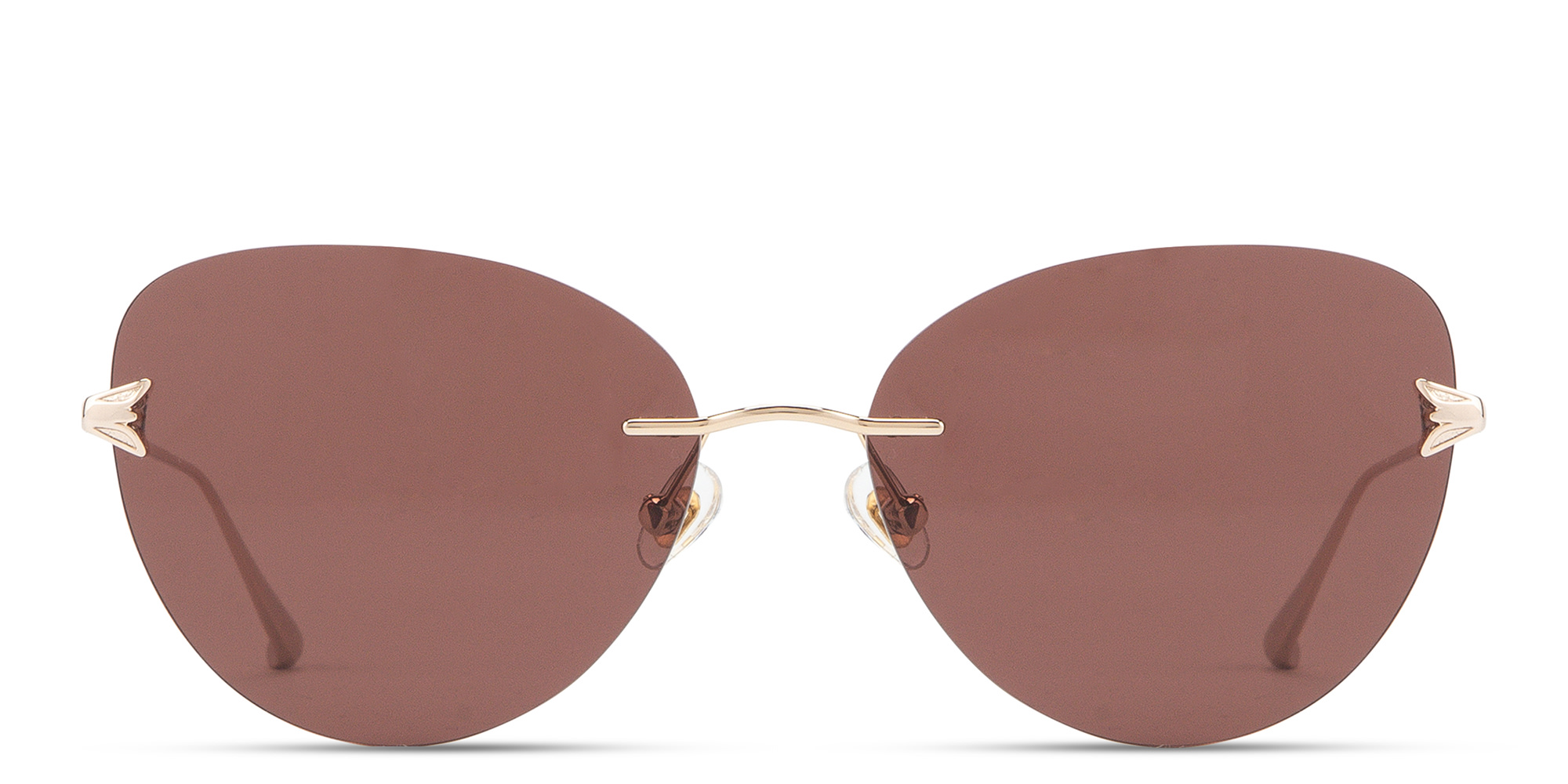 Shop EYE'M Rimless Cat-Eye Sunglasses in Light Gold online.